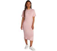 Tommy Hilfiger Donna Abito a T-shirt Script Lunghezza Midi, Rosa (Foggy Pink), XL