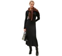 Tommy Hilfiger Donna Abito Attillato Rib Flare Midi con Scollo a Barca, Nero (Black), XXS