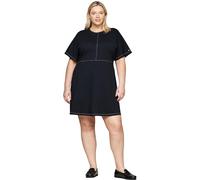 Tommy Hilfiger Donna Abito Curve Global Stitch Scollo Rotondo, Blu (Desert Sky), 56