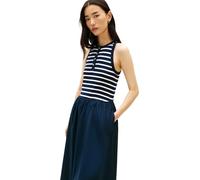 Tommy Hilfiger Donna Abito Gold Button Poplin Mix Lunghezza Midi, Nero (Breton Stripe Dark Night/Ecru), XS