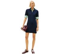 Tommy Hilfiger Donna Abito in Maglia Cable Midi Shift con Colletto con Zip, Blu (Dark Night Navy), L