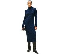 Tommy Hilfiger Donna Abito in Maglia Soft Wool Cable con Collo Alto, Blu (Dark Night Navy), XXXL