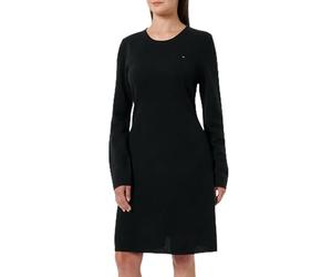 Tommy Hilfiger Donna Abito in Maglia Soft Wool Flared Sweater Dress Maniche Lunghe, Nero (Black), L