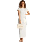 Tommy Hilfiger Donna Abito Knot Midi con Scollo a Barca, Bianco (Ecru), S