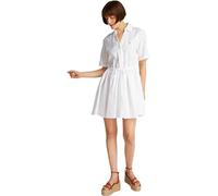 Tommy Hilfiger Donna Abito Linen Short con Cintura in Vita, Bianco (TH Optic White), 40