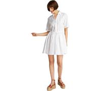 Tommy Hilfiger Donna Abito Linen Short con Cintura in Vita, Bianco (TH Optic White), 44