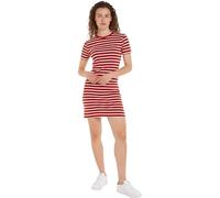 Tommy Hilfiger Donna Abito New Cody Slim Short Dress in Cotone, Multicolore (Breton STP/Dark Magma/Ecru), L