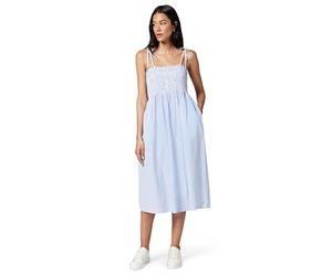 Tommy Hilfiger Donna Abito Swimshop Seersucker Lunghezza Midi, Blu (Thin Banker STP Blue Spell/White), XS