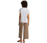 Tommy Hilfiger Donna Blusa Linen Collarless Maniche Corte, Bianco (TH Optic White), 46