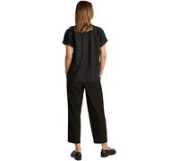 Tommy Hilfiger Donna Blusa Linen Collarless Maniche Corte, Nero (Black), 42