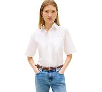 Tommy Hilfiger Donna Camicia Poplin in Cotone, Bianco (TH Optic White), S