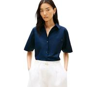 Tommy Hilfiger Donna Camicia Poplin in Cotone, Blu (Dark Night Navy), XS