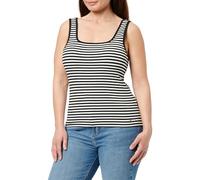 Tommy Hilfiger Donna Canotta Slim a Costine, Multicolore (Ecru/Black Fine STP), XXS