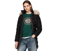 Tommy Hilfiger Donna Cappotto Piumino Heritage Down Tyra Coat With Fur con Tasche, Nero (Black), S