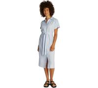 Tommy Hilfiger Donna Chemisier Linen Belted Maniche Corte, Blu (Breezy Blue), 44