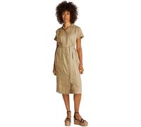 Tommy Hilfiger Donna Chemisier Linen Belted Maniche Corte, Marrone (Camel), 40