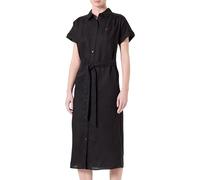 Tommy Hilfiger Donna Chemisier Linen Belted Maniche Corte, Nero (Black), 40