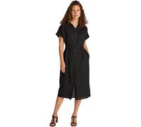 Tommy Hilfiger Donna Chemisier Linen Belted Maniche Corte, Nero (Black), 44