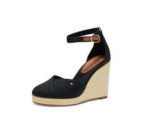Tommy Hilfiger Donna Espadrillas Wedge Flag Closed Toe con Cinturino alla Caviglia, Nero (Black), 37 EU