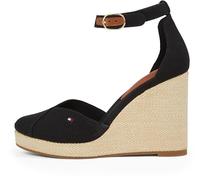 Tommy Hilfiger Donna Espadrillas Wedge Flag Closed Toe con Cinturino alla Caviglia, Nero (Black), 38