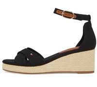 Tommy Hilfiger Donna Espadrillas Wedge Flag Criss-Cross Mid con Cinturino alla Caviglia, Nero (Black), 38