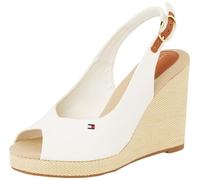 TOMMY HILFIGER Flag High Wedge ESPAD Slingback FW0FW08597, Espadrillas Zeppa Donna, White (Ecru), 39 EU