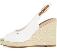 TOMMY HILFIGER Flag High Wedge ESPAD Slingback FW0FW08597, Espadrillas Zeppa Donna, White (Ecru), 40 EU