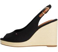 Tommy Hilfiger Donna Espadrillas Wedge Flag High Slingback con Cinturino alla Caviglia, Nero (Black), 39