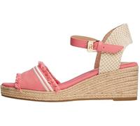 Tommy Hilfiger Donna Espadrillas Wedge Fringe Canvas con Tacco a Zeppa, Rosso (Washed Cherry), 39