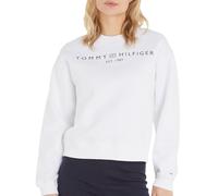 Tommy Hilfiger Donna Felpa Senza Cappuccio, Bianco (TH Optic White), L