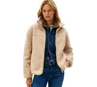 Tommy Hilfiger Donna Giacca da Mezza Stagione Teddy Zip Up con Colletto alla Coreana, Beige (Beige), XXS