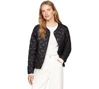 Tommy Hilfiger Donna Giacca Imbottita Quilted Collarless con Chiusura con Bottoni, Nero (Black), XS