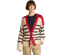 Tommy Hilfiger Donna Giacca in Maglia Cardigan con Chiusura a Bottoni, Multicolore (Dark Night Navy Stripe), M-L