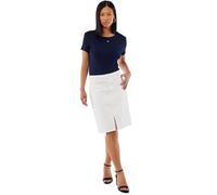 Tommy Hilfiger Donna Gonna in Jeans Straight Lunghezza al Ginocchio, Bianco (TH Optic White), 42