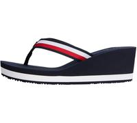 Tommy Hilfiger Donna Infradito Corporate Wedge Beach Sandal con Tacco a Zeppa, Blu (Space Blue), 39