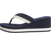 Tommy Hilfiger Donna Infradito Crochet Summer Sandal con Tacco a Zeppa, Blu (Space Blue), 40