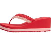 Tommy Hilfiger Donna Infradito Crochet Summer Sandal con Tacco a Zeppa, Rosso (Ornamental Red), 40