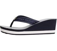 Tommy Hilfiger Donna Infradito Stripes con Tacco a Zeppa, Blu (Space Blue), 40