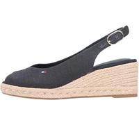 Tommy Hilfiger Donna Jeans Sandali Wedge Slingback con Tacco a Zeppa, Nero (Black), 39