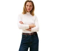 Tommy Hilfiger Donna Maglietta Maniche Lunghe Jersey Fine con Collo a Lupetto, Avorio (Ivory Petal), S