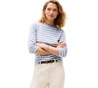 Tommy Hilfiger Donna Maglietta Maniche Lunghe New Cody Slim Scollo a Barca, Multicolore (Brisk Blue/Ecru STP), L