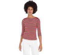 Tommy Hilfiger Donna Maglietta Maniche Lunghe Slim Scollo a Barca, Multicolore (Breton STP/Dark Magma/Ecru), XS
