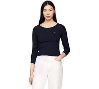 Tommy Hilfiger Donna Maglietta Maniche Lunghe Slim Scollo Rotondo, Blu (Desert Sky), XXS