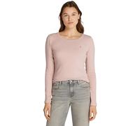 Tommy Hilfiger Donna Maglietta Maniche Lunghe Slim Scollo Rotondo, Rosa (Foggy Pink), M