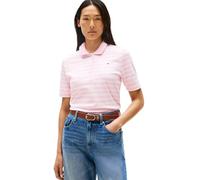 Tommy Hilfiger Donna Maglietta Polo Maniche Corte 1985 Pique Regular Fit, Multicolore (Breton STP Classic Pink/Ecru), XS