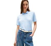 Tommy Hilfiger Donna Maglietta Polo Maniche Corte 1985 Pique Regular Fit, Multicolore (Breton STP Vessel Blue/Ecru), XXS