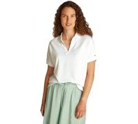 Tommy Hilfiger Donna Maglietta Polo Maniche Corte Lyocell Relaxed Senza Bottoni, Bianco (Ecru), L