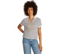 Tommy Hilfiger Donna Maglietta Polo Maniche Corte Lyocell Relaxed Senza Bottoni, Multicolore (Calico/Dark Night Navy STP), XL