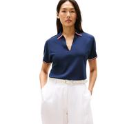 Tommy Hilfiger Donna Maglietta Polo Maniche Corte Lyocell Tipping Open Senza Bottoni, Blu (Dark Night Navy), XS