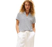 Tommy Hilfiger Donna Maglietta Polo Maniche Corte Lyocell Tipping Open Senza Bottoni, Multicolore (Breton/ECU/Dark Night Navy), XS